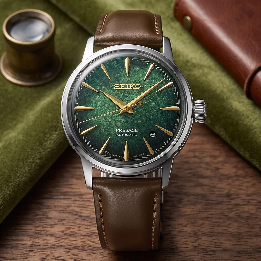 SEIKO 精工 Presage Cocktail Time 調酒師機械錶-綠/38.5mm 送禮 禮物 推薦(HCB002/4R35-04A0L)