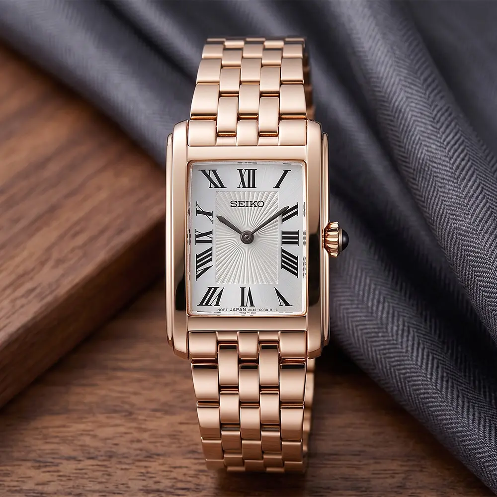 SEIKO 精工CS系列 優雅羅馬長方形女錶-玫瑰金/22.2mm 送禮 禮物 推薦(HGG002/4N30-00M0P)