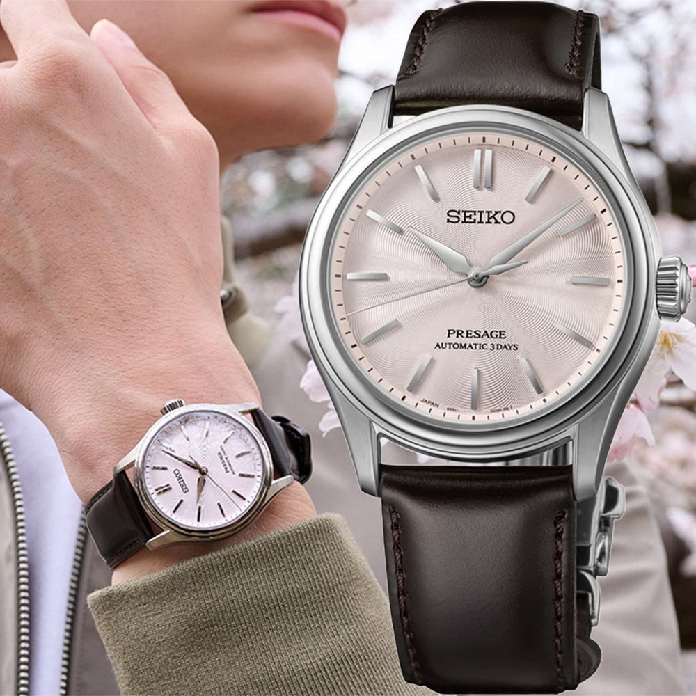 SEIKO 精工Presage Classic Series 櫻色 傳統工藝色彩機械錶-38mm 618年中慶 推薦(HCC003/6R51-00G0J)