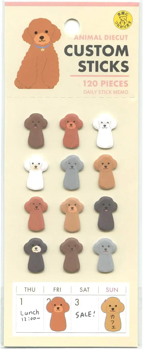 日本 Greeting Life 動物造型手帳貼紙/ 貴賓狗