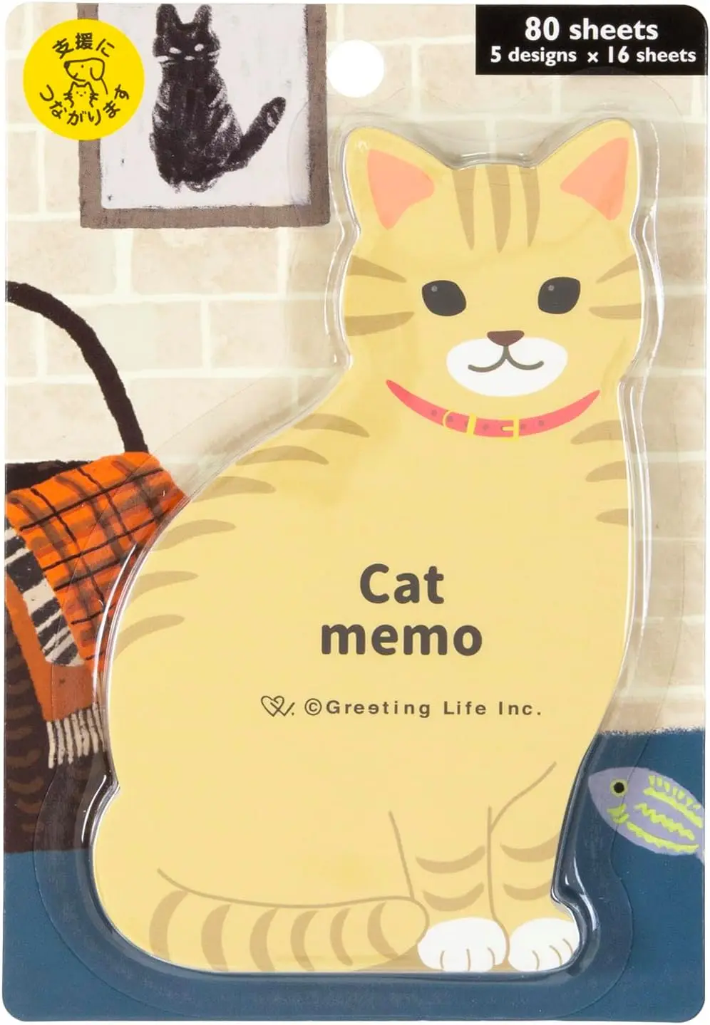 日本 Greeting Life 動物造型便條紙/ 貓
