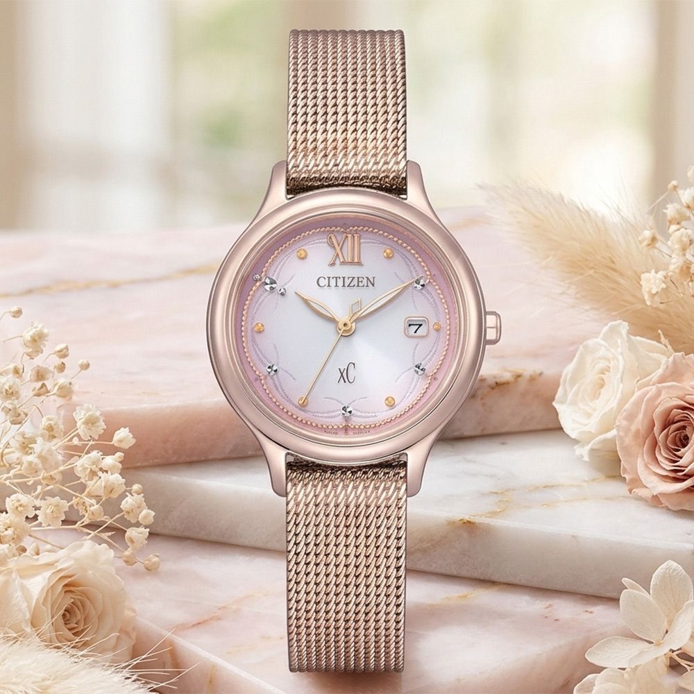 CITIZEN 星辰 XC 廣告款 花嫁 亞洲限定款 光動能米蘭帶女錶-28mm 送禮 禮物 推薦(EW2638-56Z)