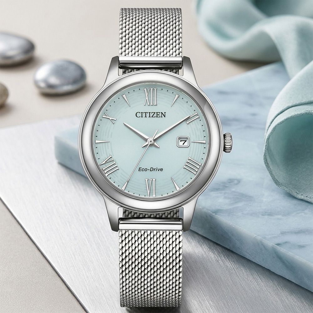 CITIZEN 星辰 LADY 優雅水波紋光動能米蘭帶女錶-31.5mm 送禮 禮物 推薦(EW2621-75M)