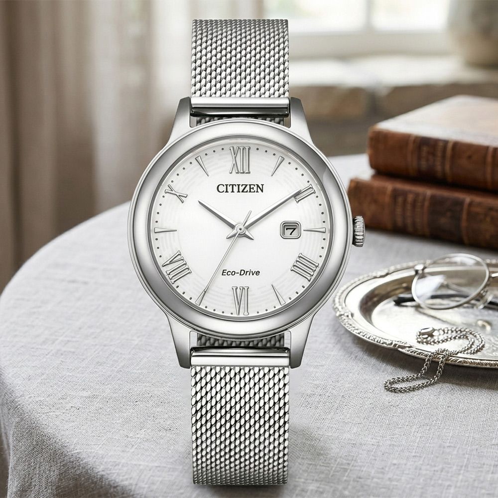 CITIZEN 星辰 LADY 優雅水波紋光動能米蘭帶女錶-31.5mm 送禮 禮物 推薦(EW2621-75A)