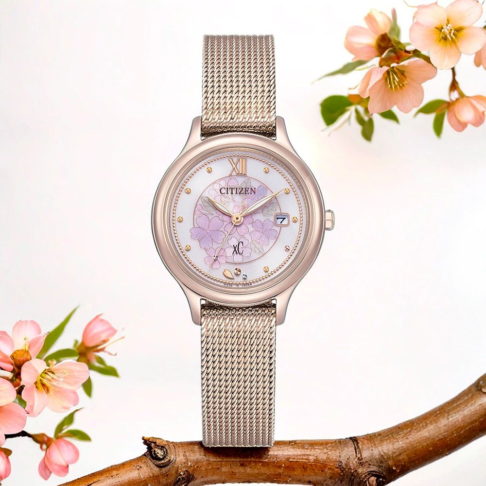 CITIZEN 星辰 XC Hebe田馥甄廣告款 花曜日限定 情人節推薦款 光動能米蘭女錶-28mm(EW2638-56A)