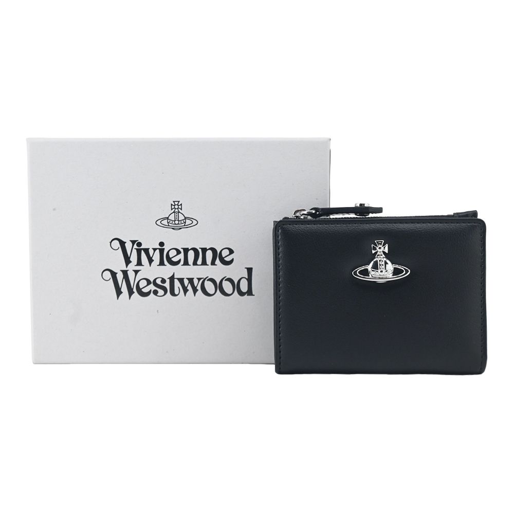 Vivienne Westwood 光面皮革卡片零錢包-黑/平行輸入