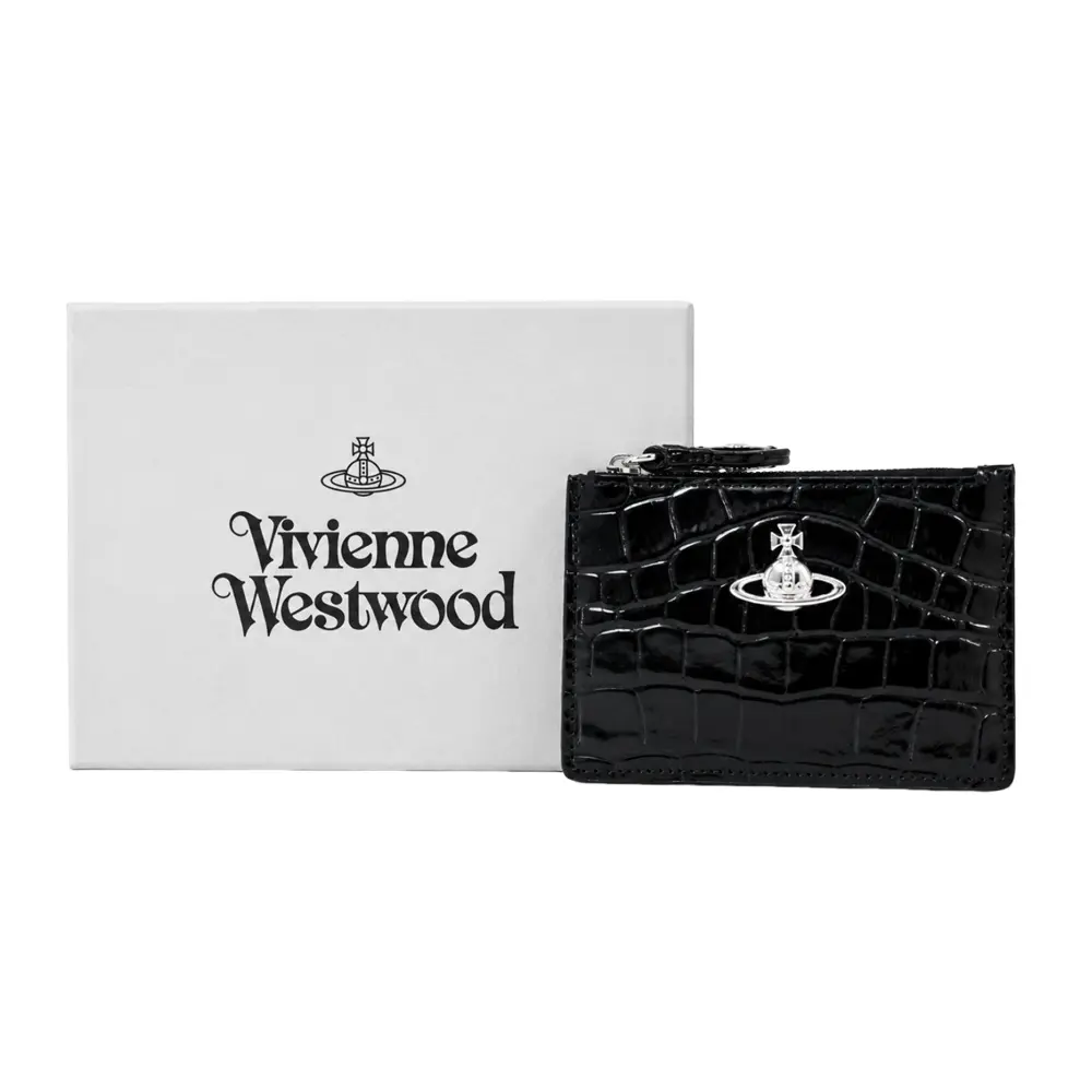 Vivienne Westwood Slim鱷魚紋卡片零錢夾-黑/平行輸入