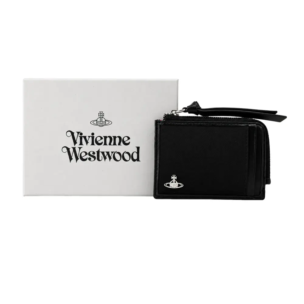 Vivienne Westwood 拉鍊卡片零錢包-任選/平行輸入/ 尼龍-黑