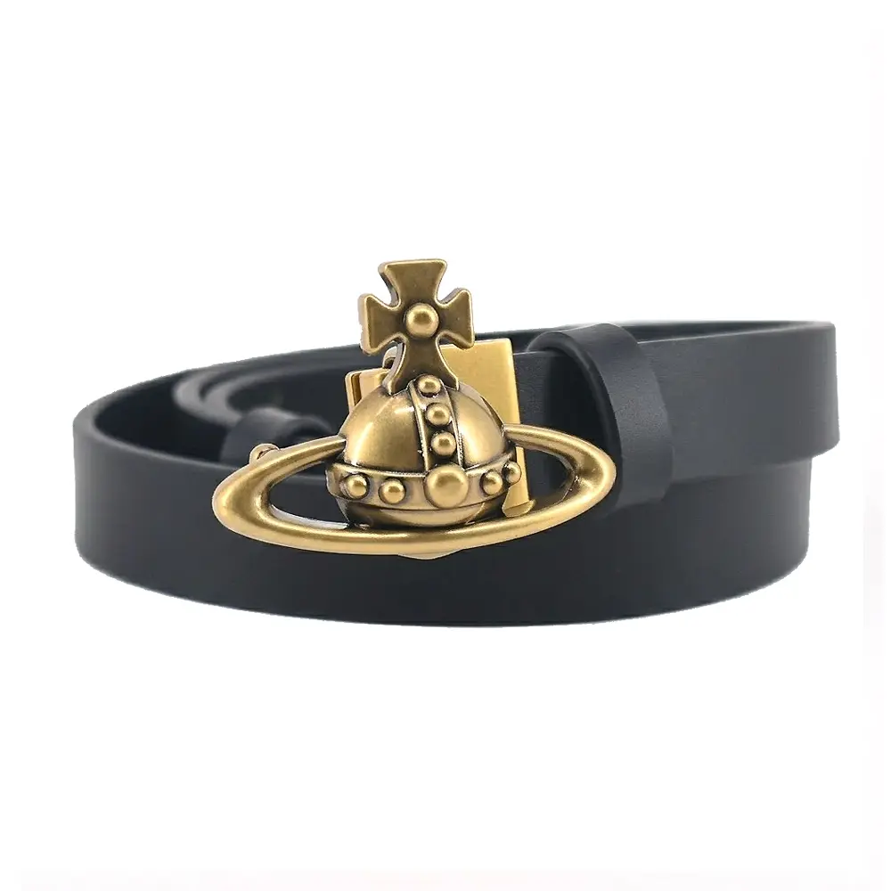 Vivienne Westwood SmallOrb經典土星釦細皮帶-任選/平行輸入/ 金