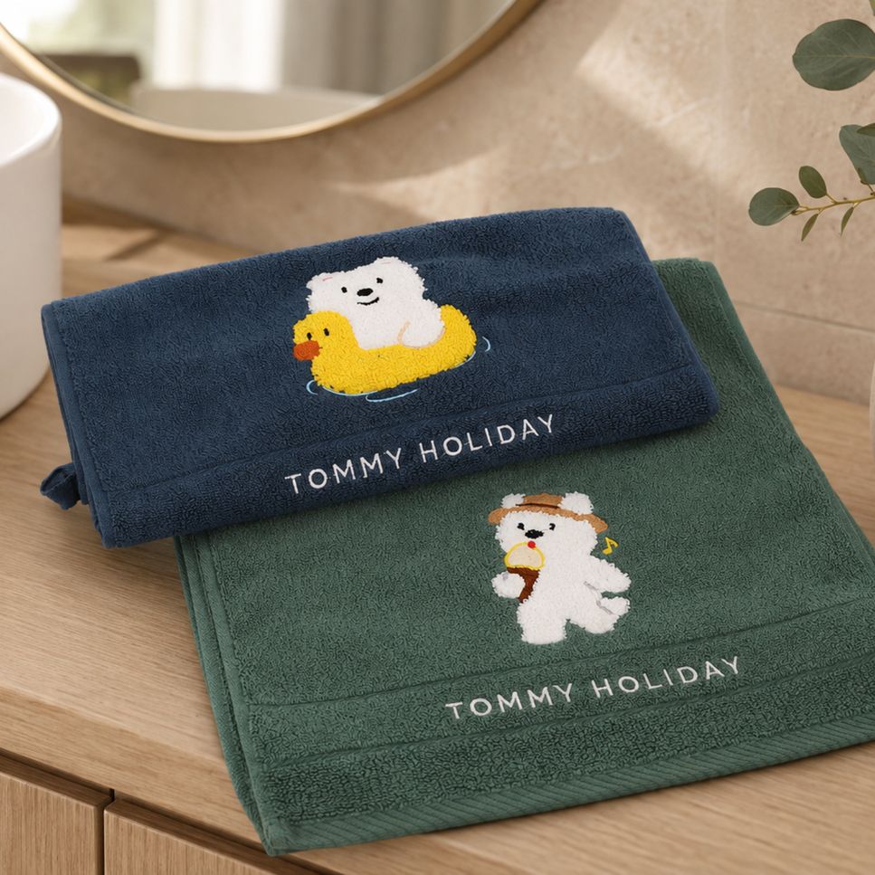 【星紅織品】蓬鬆系列 - 品牌訂製款TOMMY小犬純棉毛巾-掛勾款-4入均色出貨