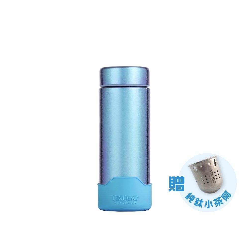 TiKOBO鈦工坊 純鈦星光瓶2代 250ml（贈純鈦小茶隔/矽膠杯套）/ 海水藍