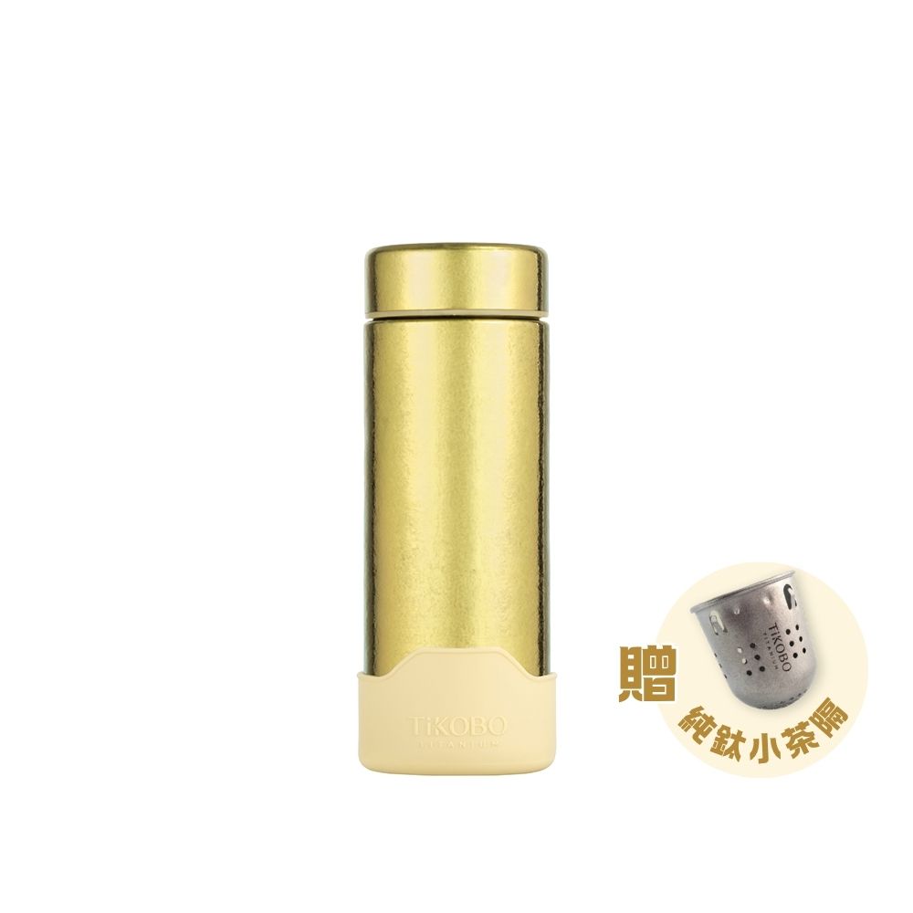TiKOBO鈦工坊 純鈦星光瓶2代 250ml（贈純鈦小茶隔/矽膠杯套）/ 稻穗黃