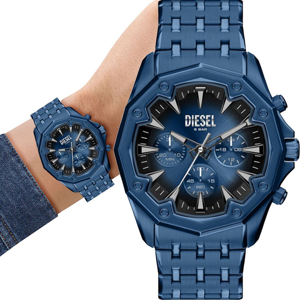 DIESEL Stinger 潮流率性風計時手錶 男錶-藍/48mm 禮物 送禮 推薦(DZ4705)