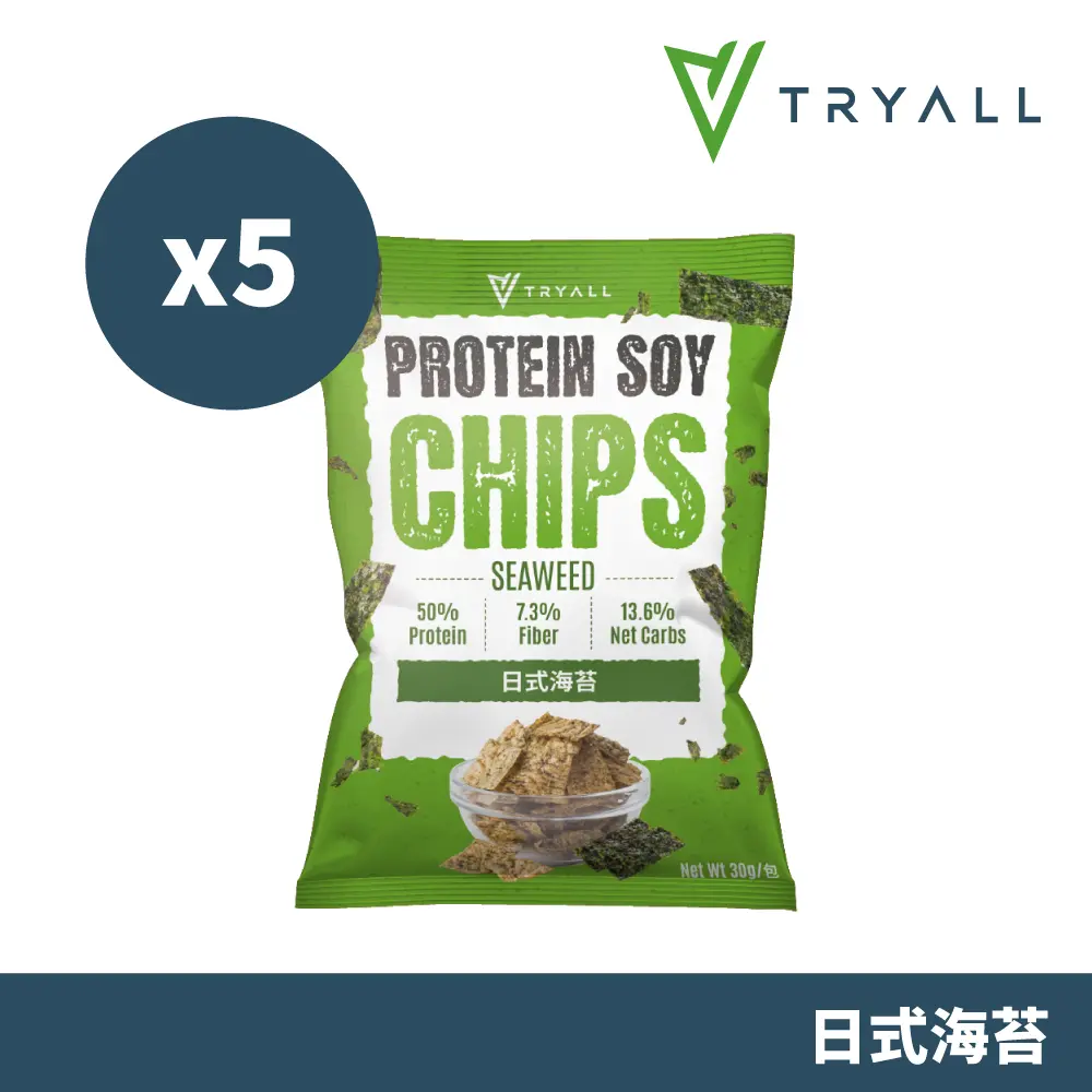 [台灣 TRYALL] 涮嘴蛋白酥脆脆-日式海苔 (30g/包)X5 (效期至2026/11)