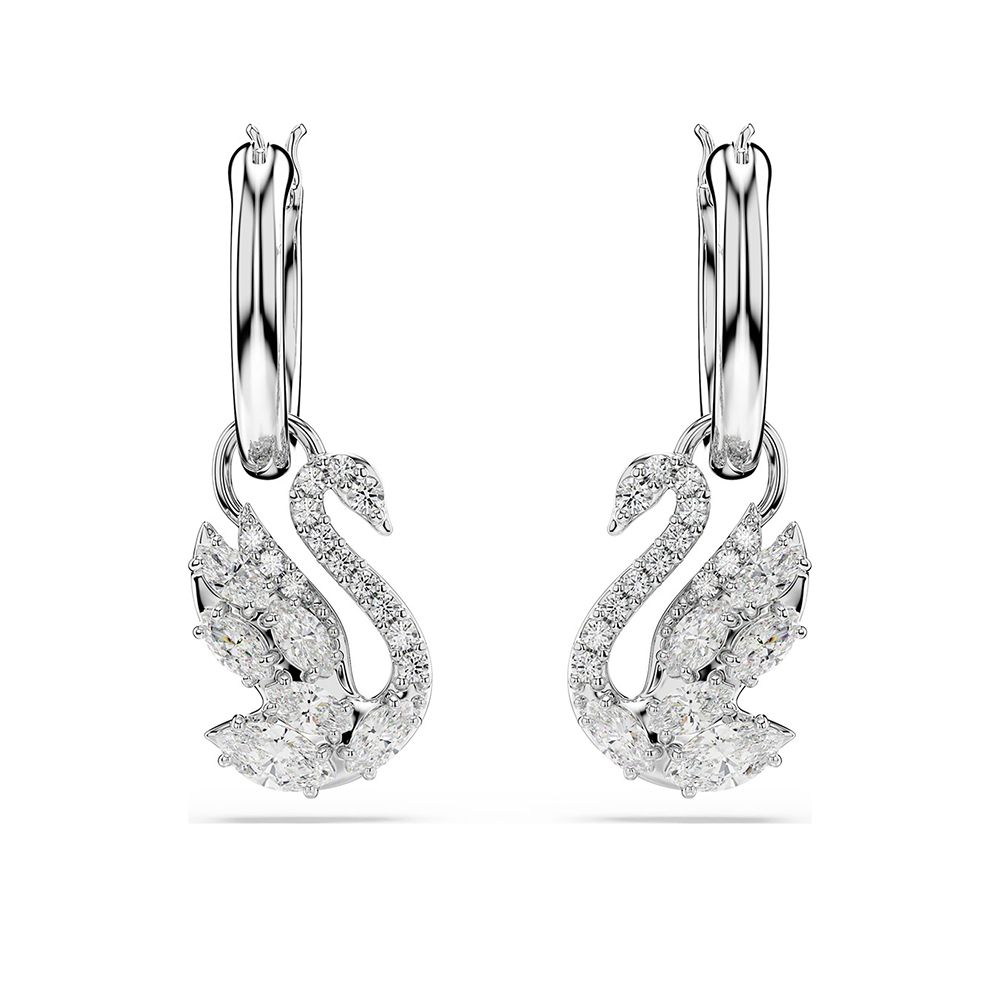 SWAROVSKI 施華洛世奇 Swan 經典優雅天鵝可拆卸式垂墜耳環 送禮 禮物 推薦(5759942)