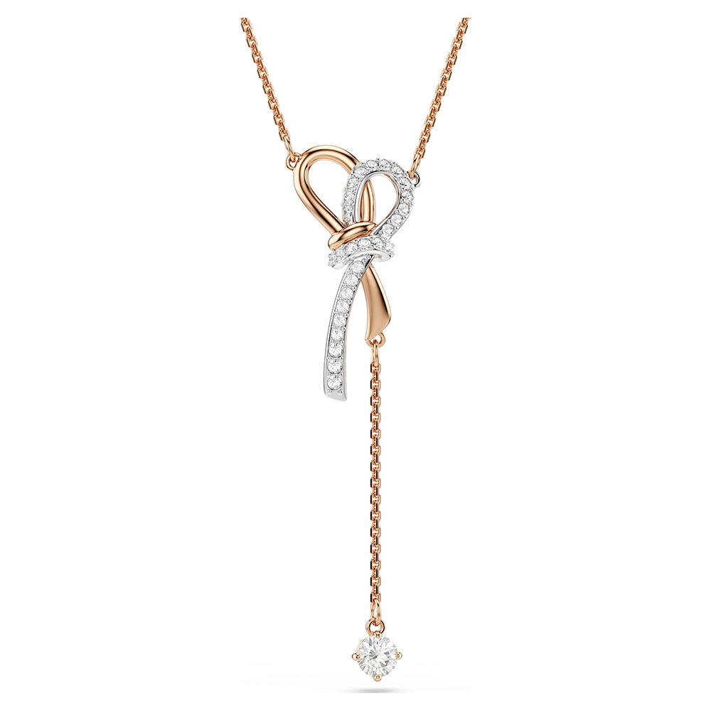 SWAROVSKI 施華洛世奇 Hyperbola 蝴蝶結輕奢水晶Y字形項鍊-玫瑰金 送禮 禮物 推薦(5753336)