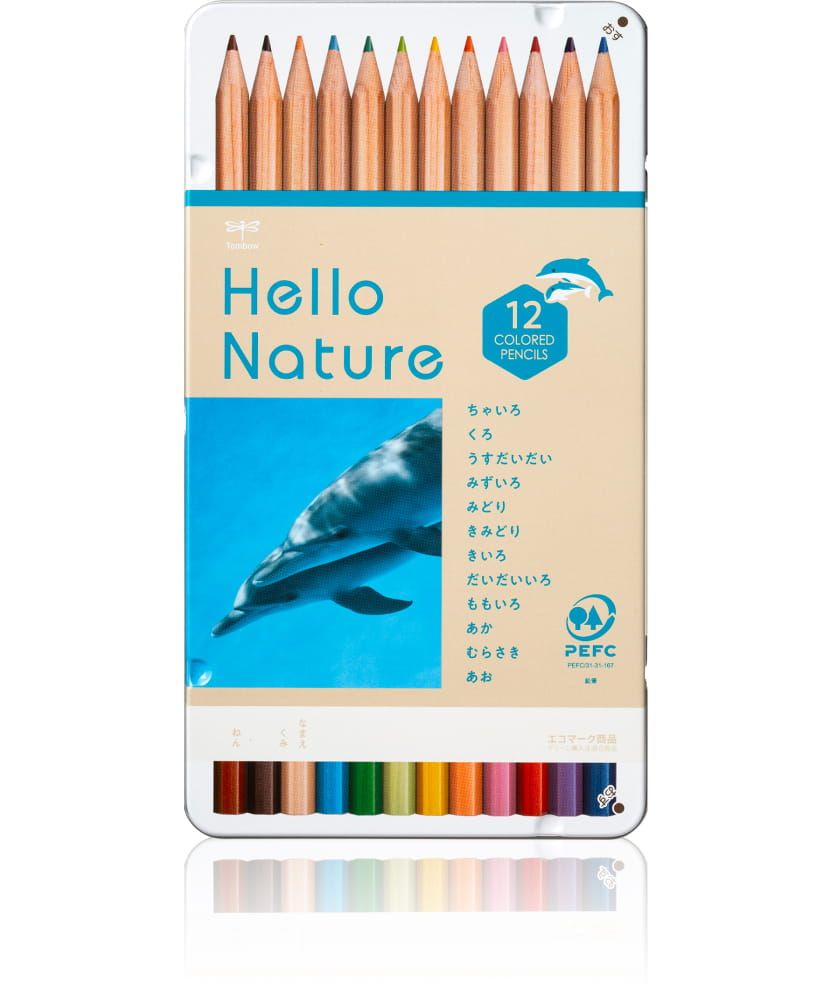 Tombow Hello Nature油性鐵盒色鉛筆/ 瓶鼻海豚/ 12色