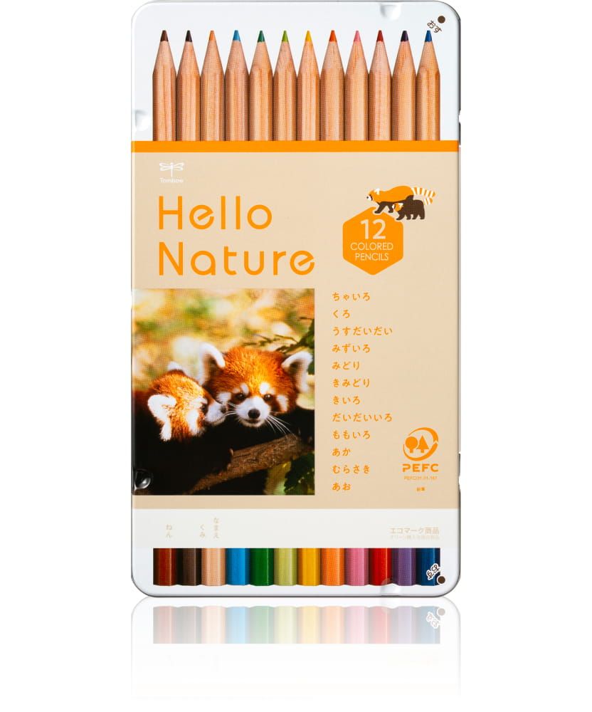 Tombow Hello Nature油性鐵盒色鉛筆/ 紅熊貓/ 12色