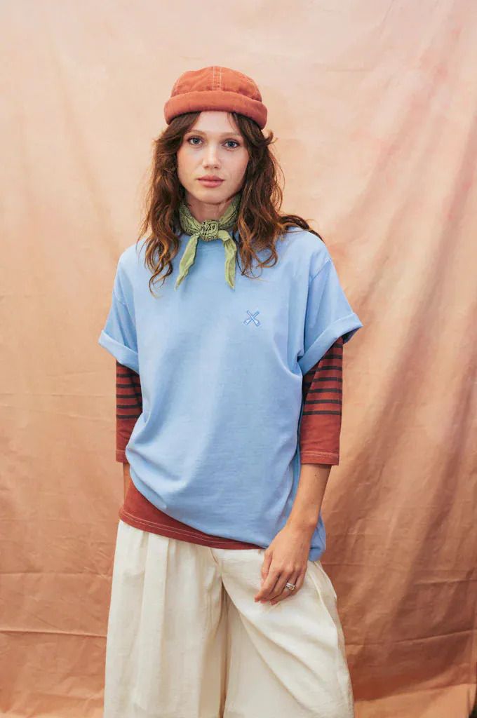 【Béton Ciré】Washed Oversize T-Shirt 水洗寬版上衣/ 霧藍/ L