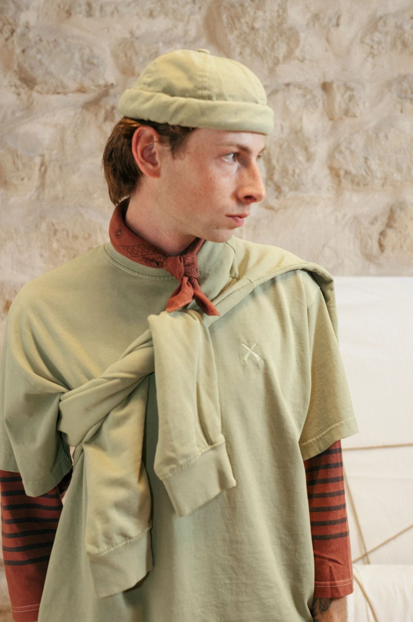 【Béton Ciré】Washed Oversize T-Shirt 水洗寬版上衣/ 石綠/ M