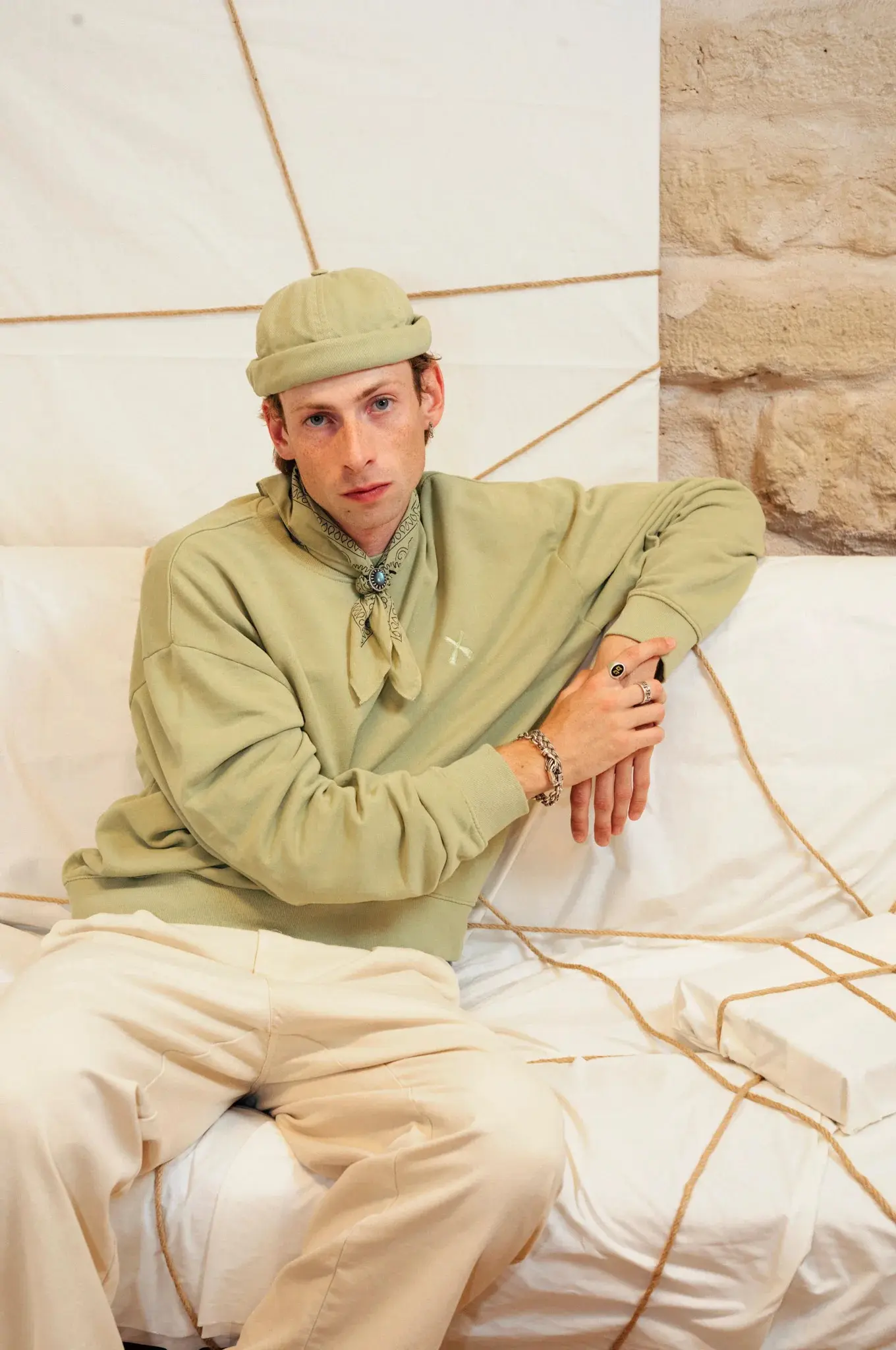 【Béton Ciré】Washed Oversize Crewneck Sweat 水洗寬版圓領上衣/ 石綠/ M