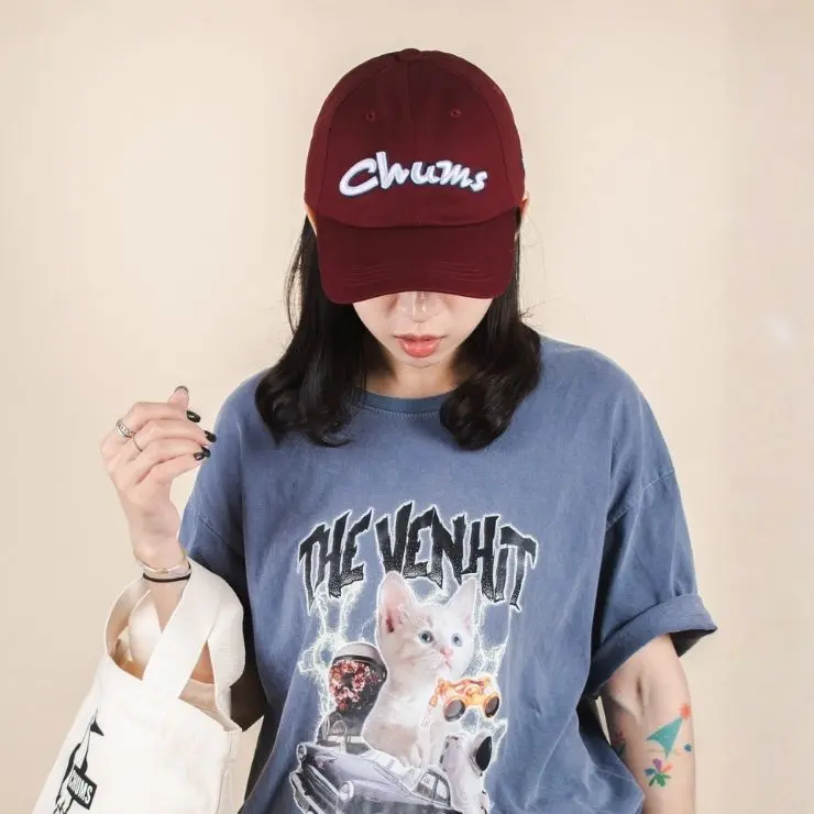 CHUMS Cap休閒帽/ 勃根地紅
