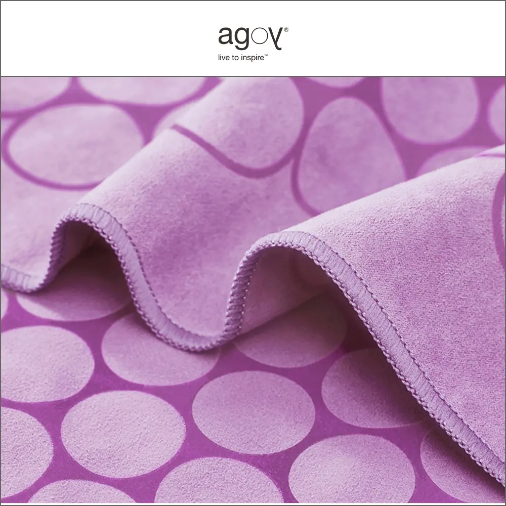 【agoy】瑜伽鋪巾組合 Gecko Touch 壁虎鋪巾 經典圈圈 標準配方+防水袋+瑜伽手巾隨機色/ 王子紫