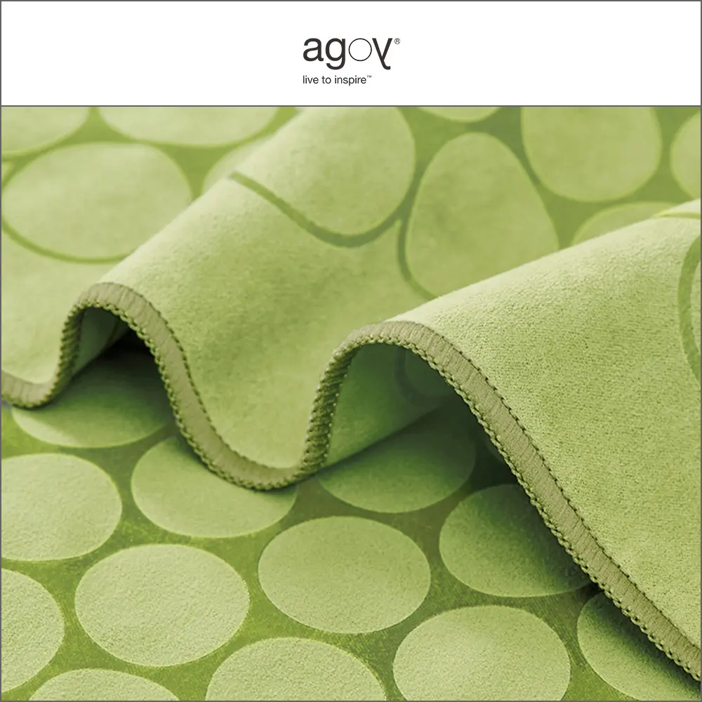 【agoy】瑜伽鋪巾組合 Gecko Touch 壁虎鋪巾 經典圈圈 標準配方+防水袋+瑜伽手巾隨機色/ 抹茶綠