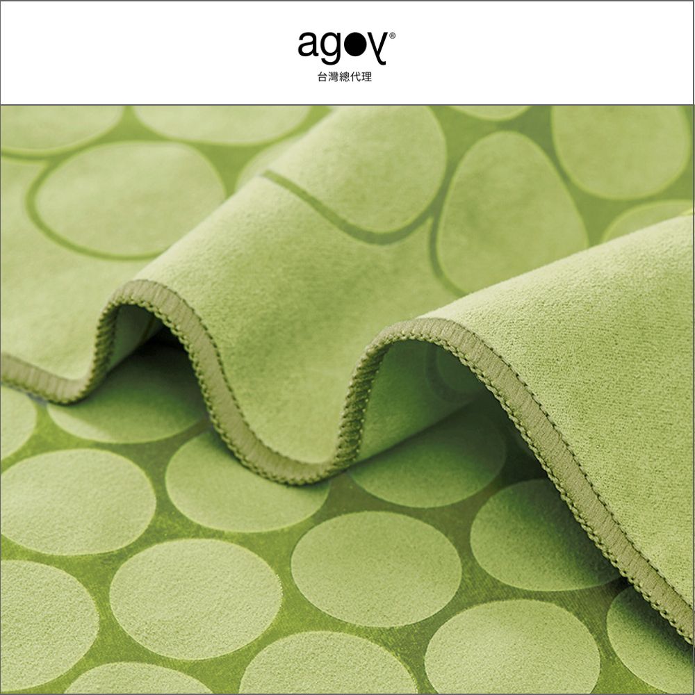 【agoy】瑜伽鋪巾組合 Gecko Touch 壁虎鋪巾 經典圈圈 +防水袋+天然橡膠按摩球Upcycled/ 抹茶綠