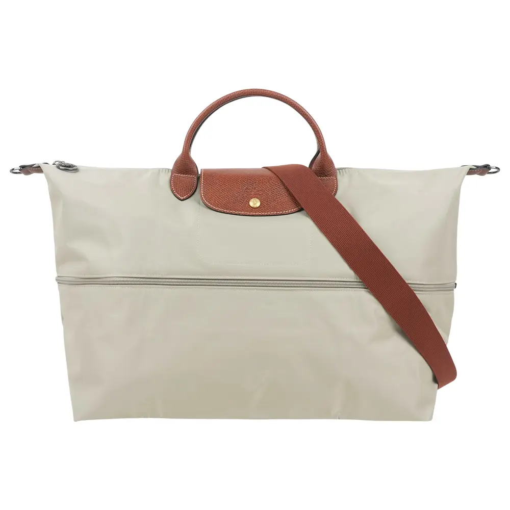 【LONGCHAMP】LE PLIAGE手提斜背二用旅行袋(可加大款)(小石子灰)/ 平行輸入