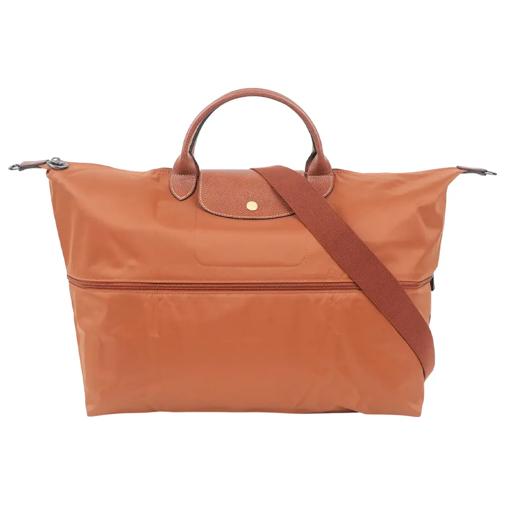 【LONGCHAMP】LE PLIAGE手提斜背二用旅行袋(可加大款)(白蘭地酒色)/ 平行輸入