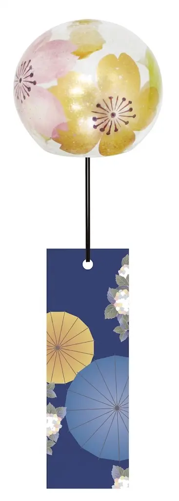 日本 喜多方蒔繪風鈴/ S/ 金櫻