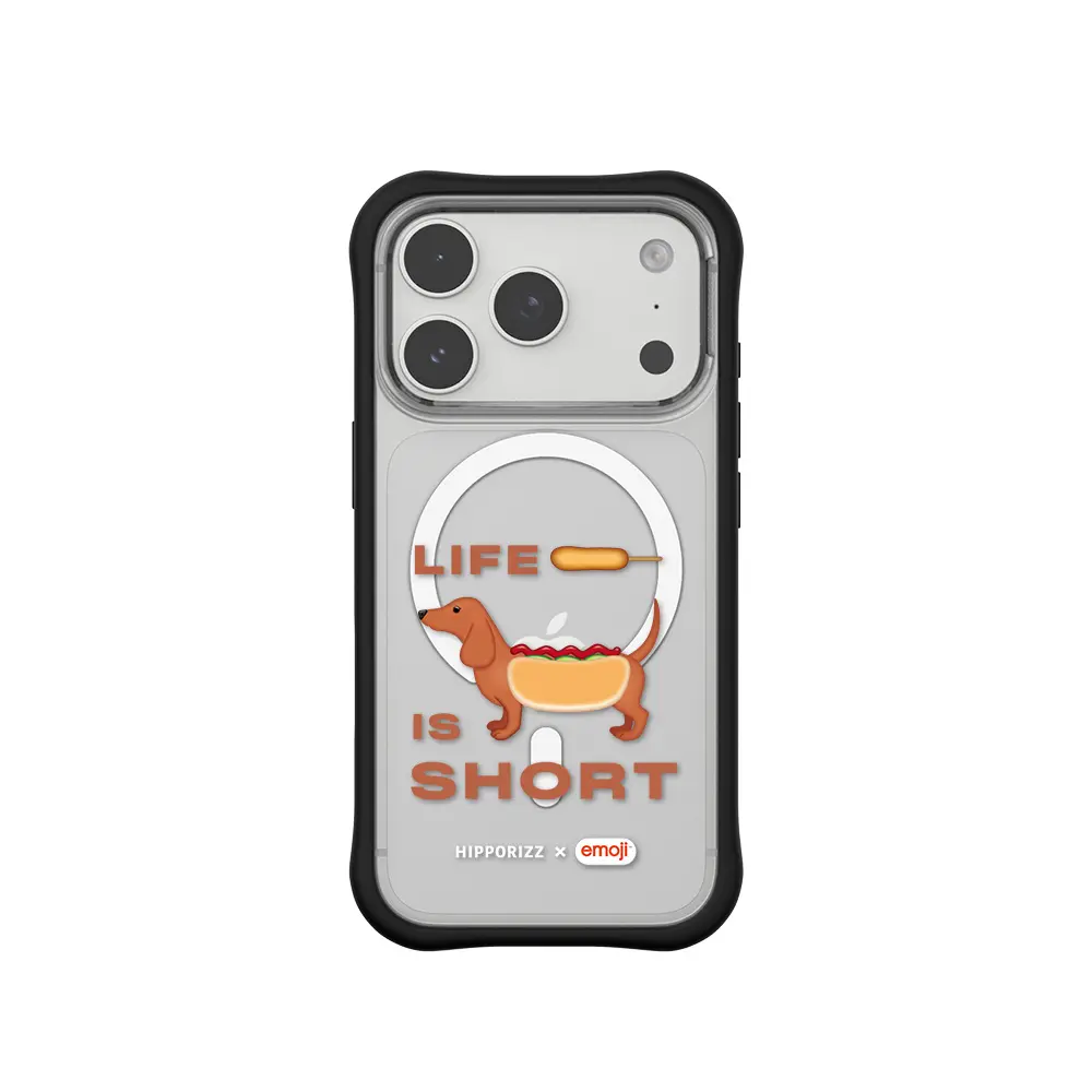 Hipporizz X emoji Swapit 矽膠磁吸保護殼 臘腸狗系列｜iPhone 18 Pro / 17 Pro/ 黑