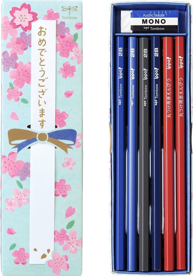 Tombow ippo!慶祝鉛筆組/ 粉藍/ 2B
