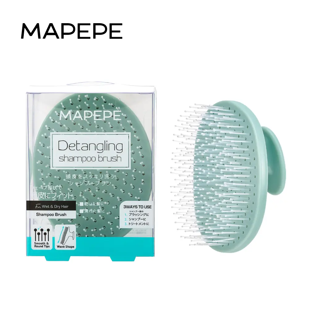 Mapepe 不糾結洗髮梳1入-灰綠薄荷