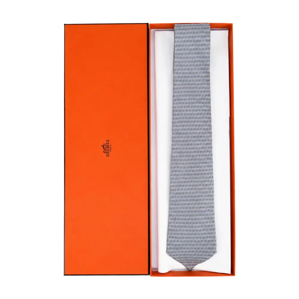 Hermes 愛馬仕 H Duo手工縫製真絲領帶(玫瑰色 / 藍色) / 平行輸入