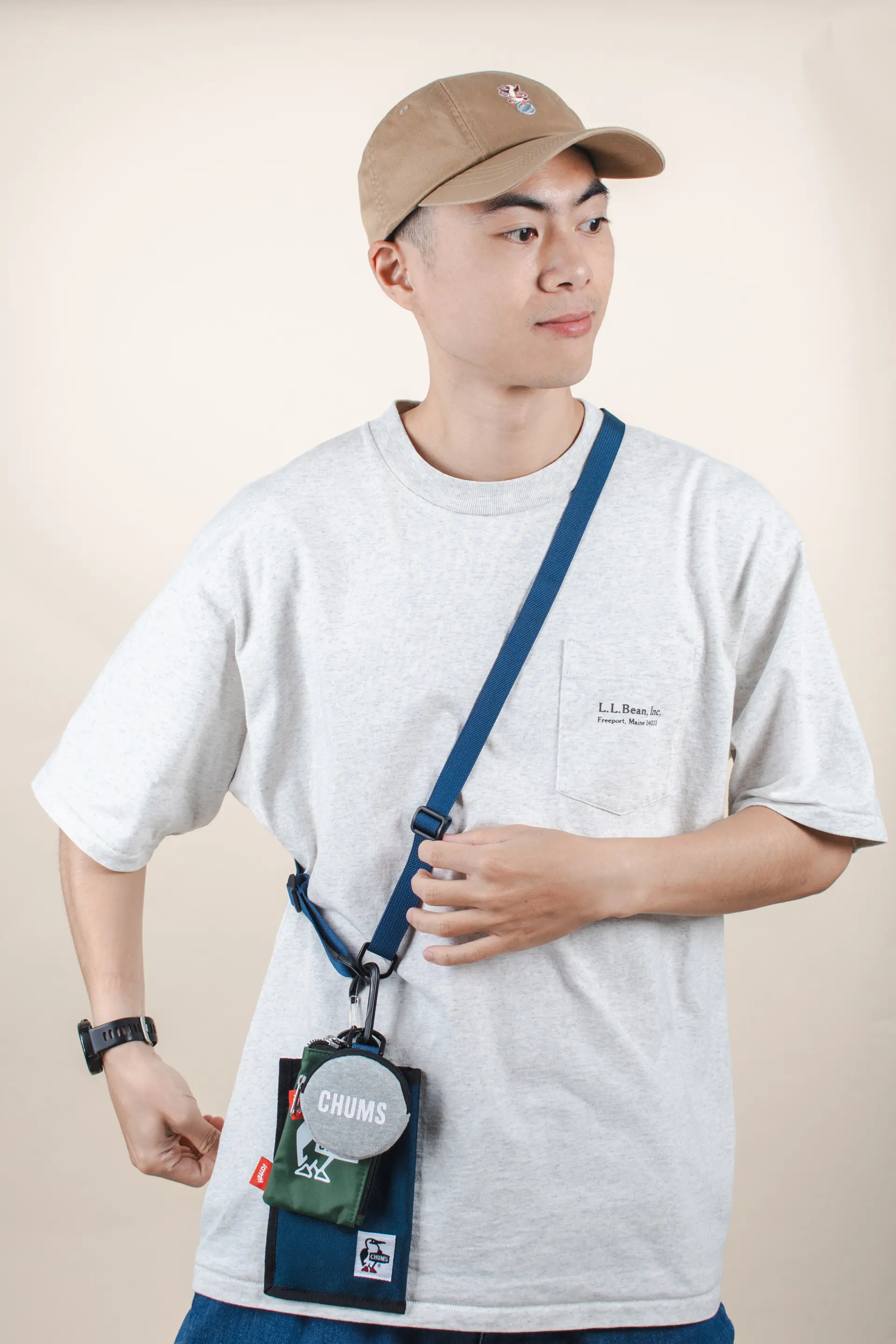 CHUMS Sling 3 Pouch Sweat Nylon3P多用途肩背包/ 灰/藍