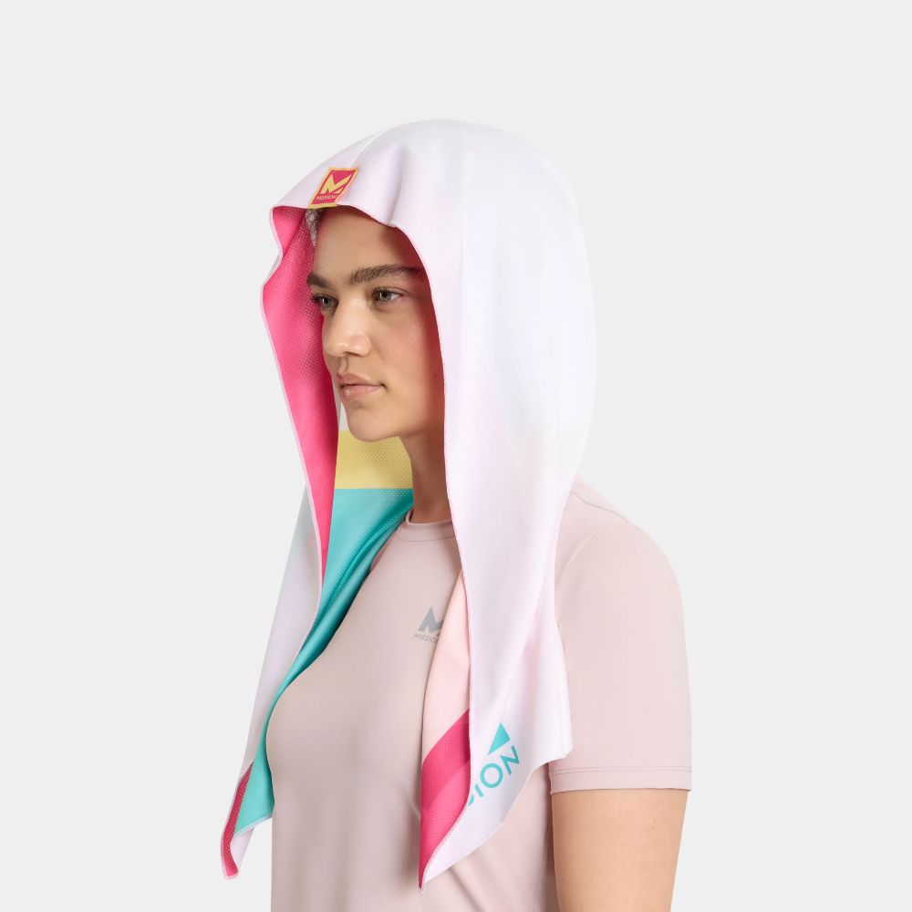 Mission 美國雙面水冷瞬涼連帽運動巾/R-Hoodie 冰莓白