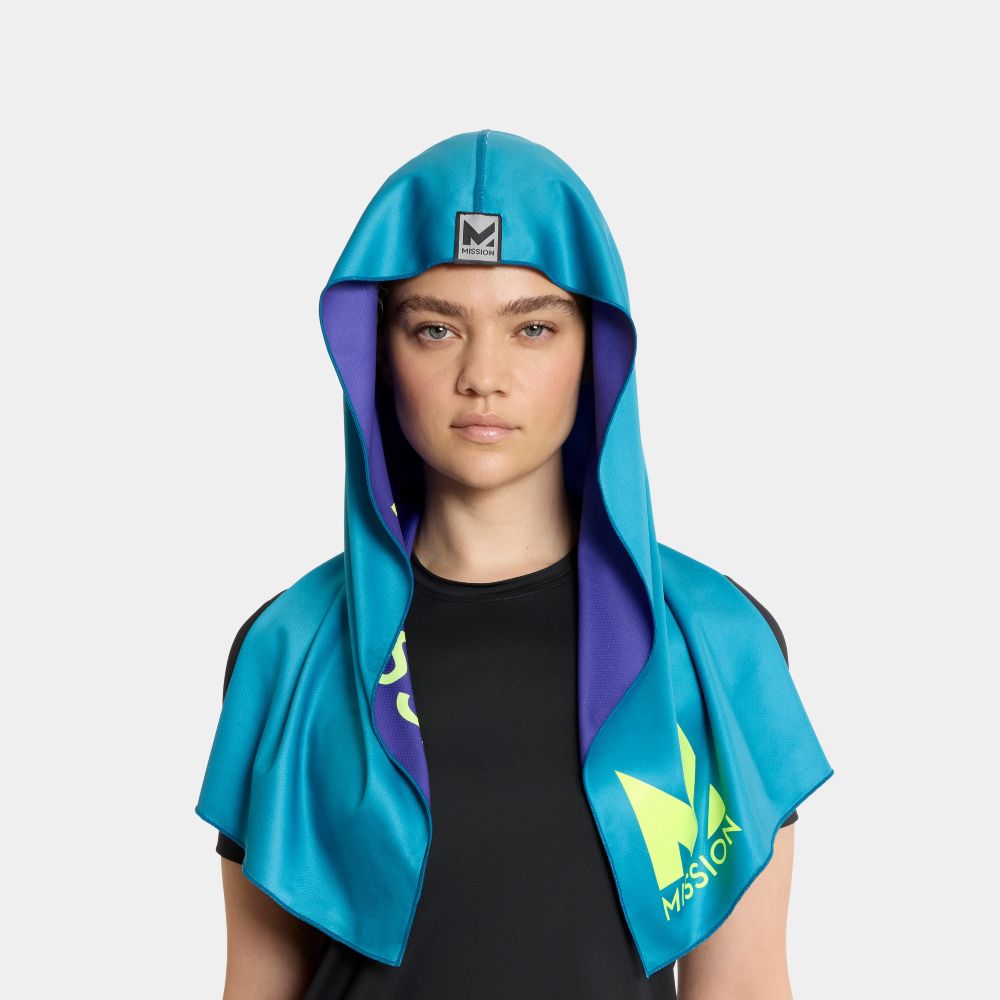 Mission 美國雙面水冷瞬涼連帽運動巾/R-Hoodie 電光紫