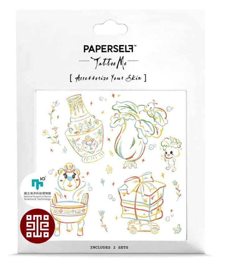 PAPERSELFx故宮x海科聯名刺青貼紙/ 北火熊遊故宮Northern Fire Bear Tour National Palace Museum/ 2入
