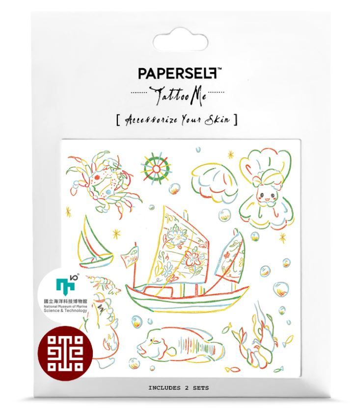 PAPERSELFx故宮x海科聯名刺青貼紙/ 蠟些海裡小事Small Marin Life/ 2入