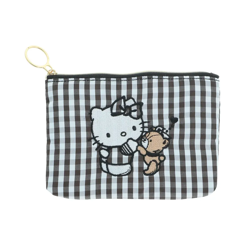 日本 sun-star 三麗鷗 Hello Kitty & Tiny Chum 平面收納袋/ 黑