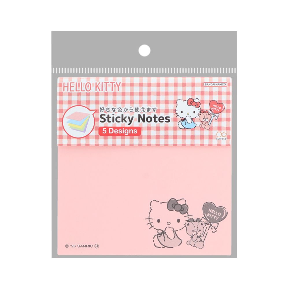 日本 sun-star 三麗鷗 Hello Kitty & Tiny Chum 五色便利貼/ 紅
