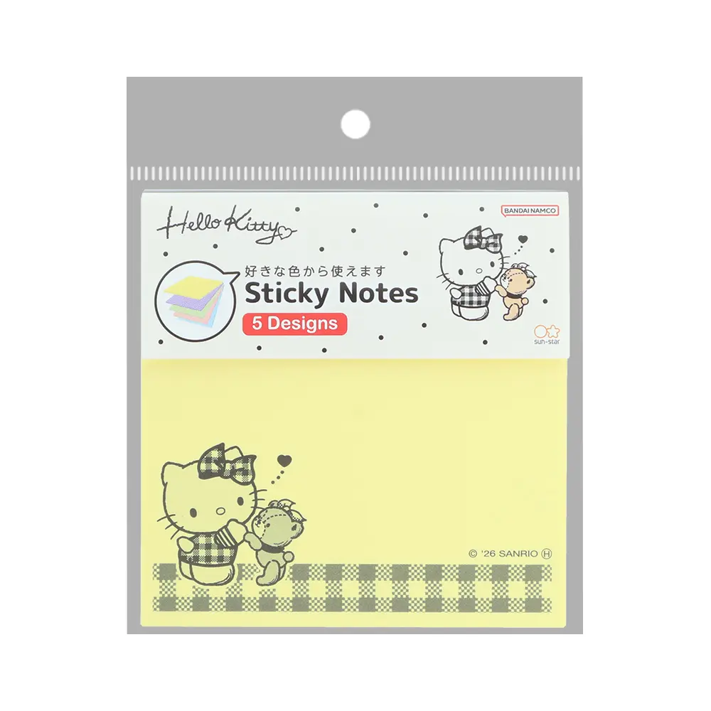 日本 sun-star 三麗鷗 Hello Kitty & Tiny Chum 五色便利貼/ 黑