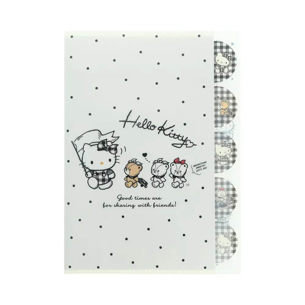 日本 sun-star 三麗鷗 Hello Kitty & Tiny Chum 五層造型資料夾/ A4/ 黑