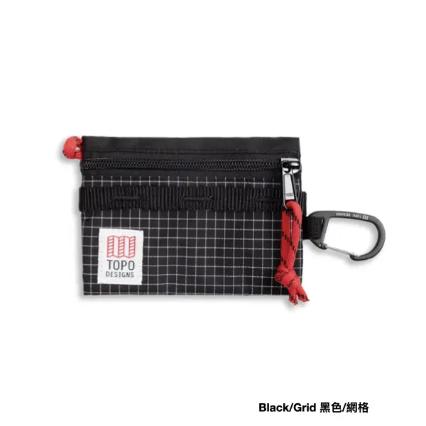 TOPO DESIGNS Mountain Accessory Bag山系卡包零錢包/ Black/Grid 黑色/網格