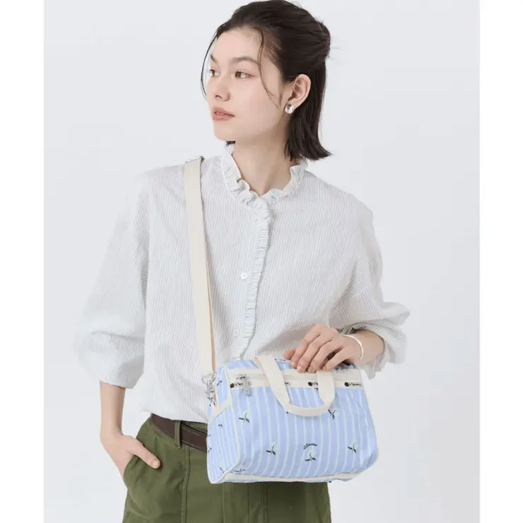 Lesportsac Daniella Crossbody 拉鍊斜背包 側背包 通勤隨身包 送禮 禮物 推薦 女包(茉莉花條紋)