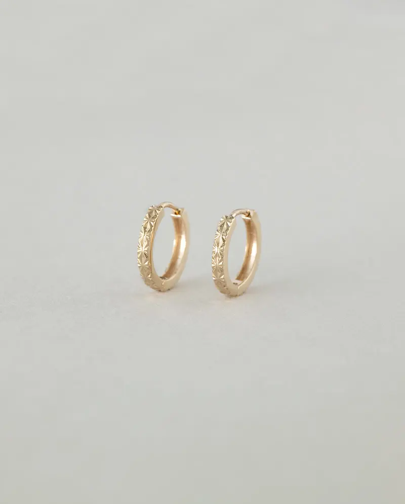 【ARTE WHITE】K10 冰晶切割小圈耳環 2mm