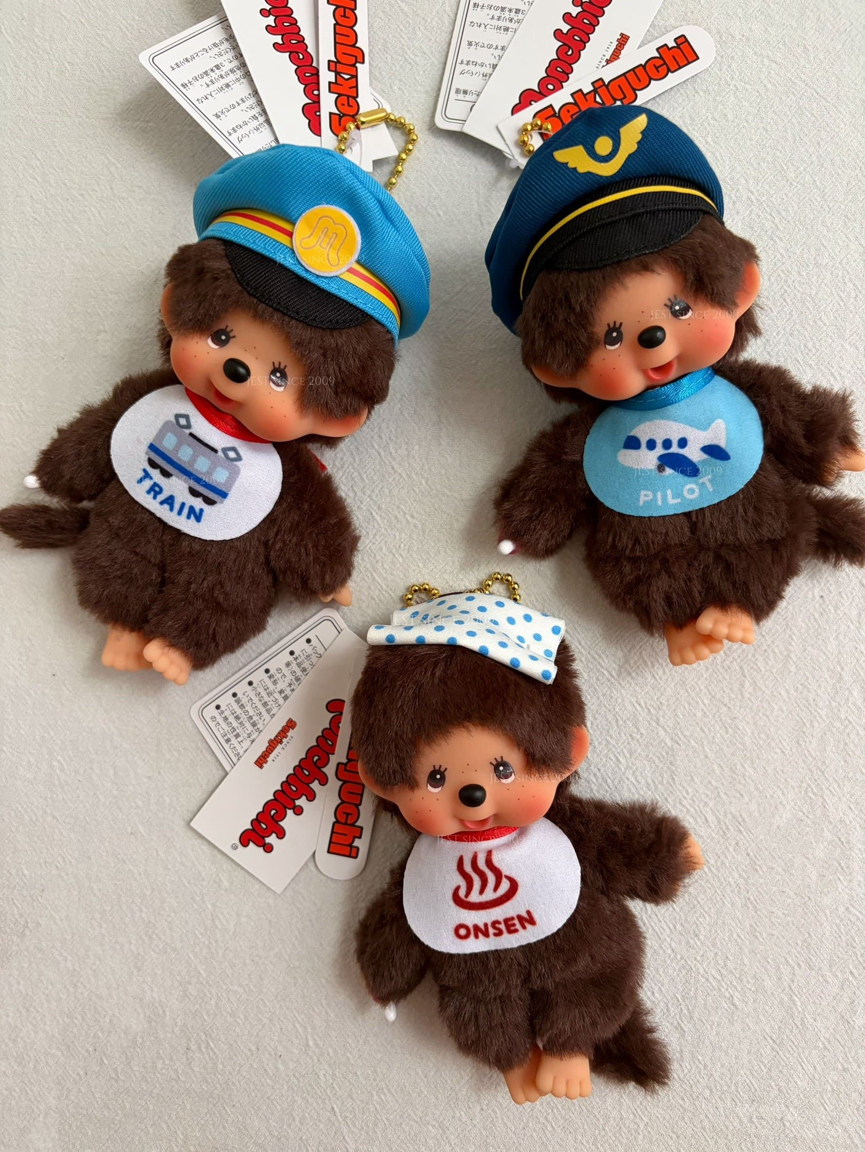 【現貨】日本地域限定Monchhichi 站長吊飾(745050/棕/藍/火車/男孩/吊飾/掛件/蒙奇奇/平行輸入)