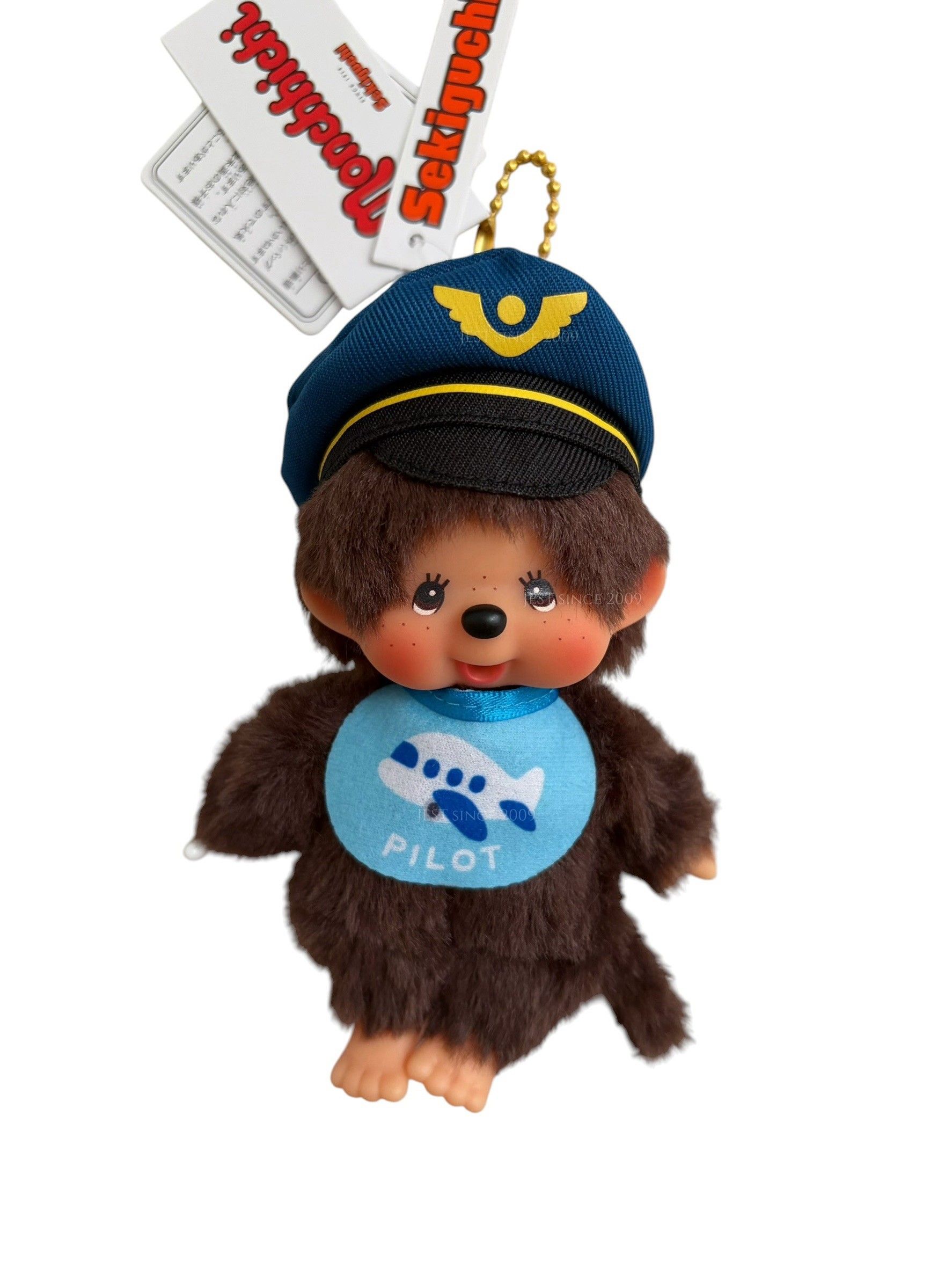 【現貨】日本地域限定Monchhichi 機長吊飾(745043/棕/藍/機長/男孩/吊飾/掛件/蒙奇奇/平行輸入)